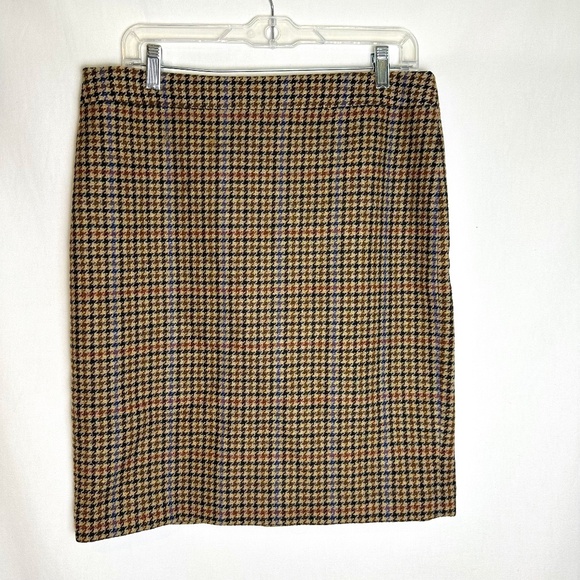J. Crew Houndstooth Skirt in Brown and Black - Picture 1 of 6